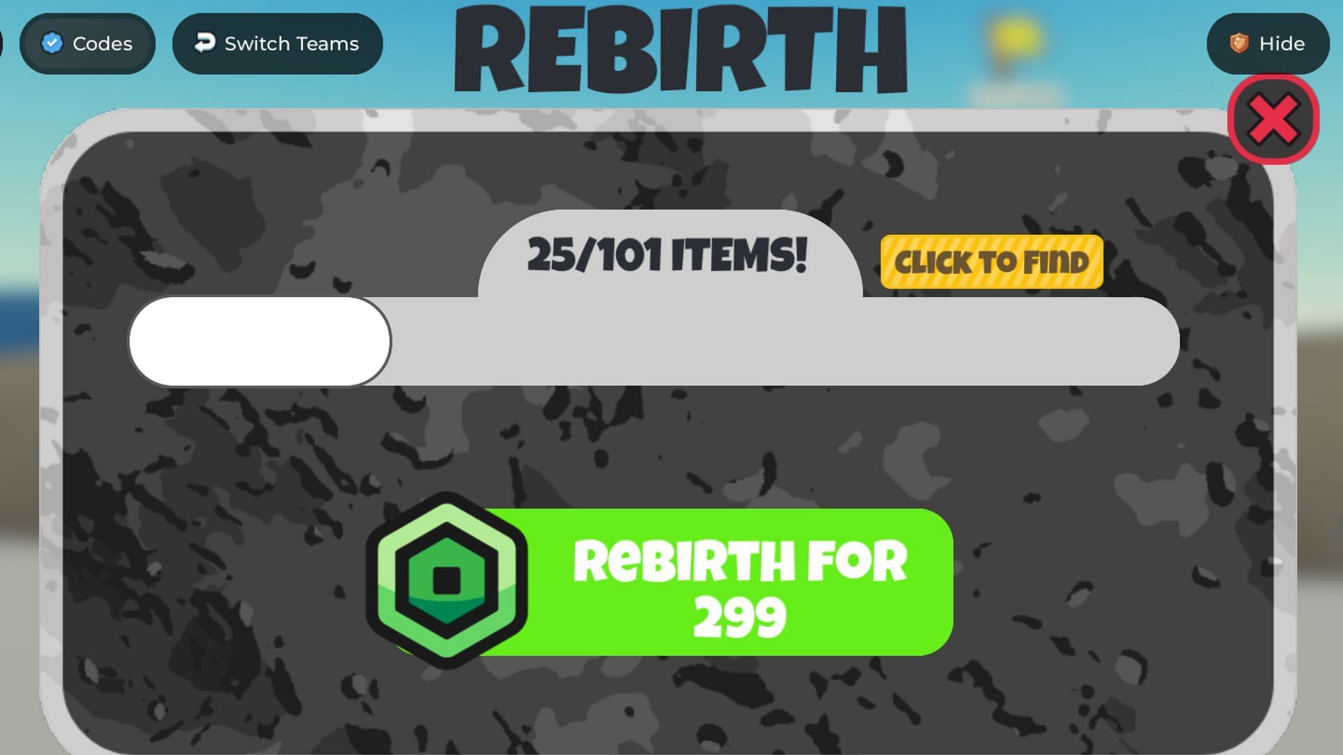 The Rebirth mechanic in 2 Player Military Tycoon (Image via Roblox)